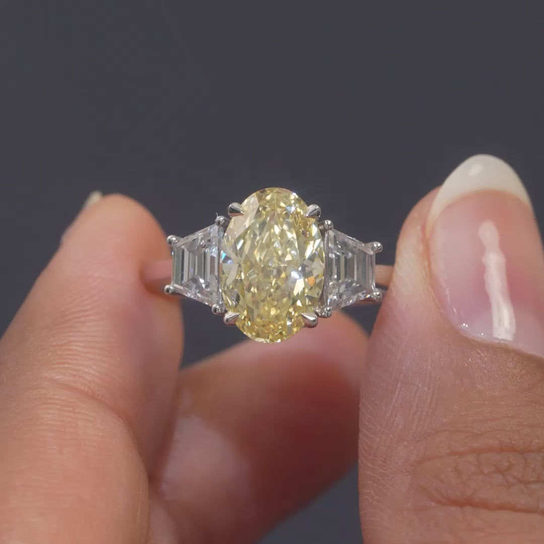 3.87 CT Oval Cut Three Stone Ring