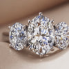7 CT Oval Three Stone Ring