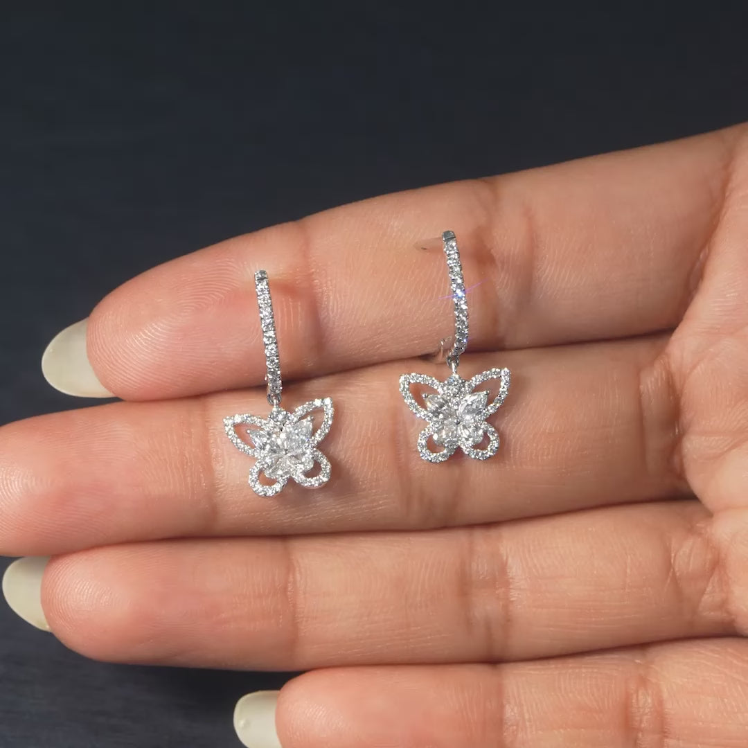 0.94 CT Marquise Cut Butterfly Drop Earrings