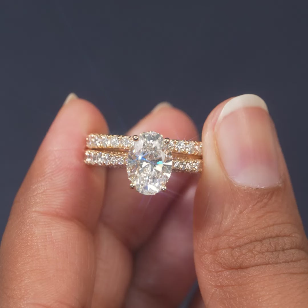 3.35 CT Oval Diamond Pavé Bridal Set