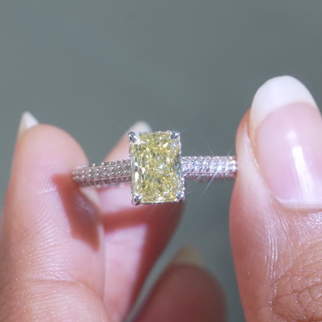 2.66 CT Radiant Solitaire Pavé Ring