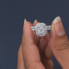 1.11 CT Cushion Cluster Halo Twin Ring