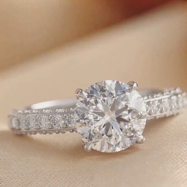 3.32 CT Round Solitaire Pavé Ring
