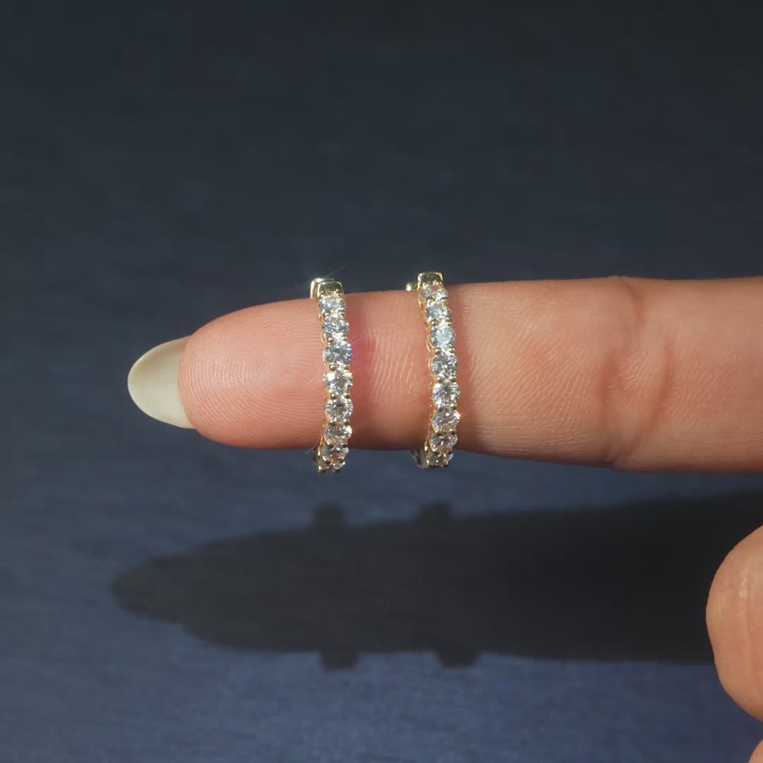 1.95 CT Round Cut Inside-Out Hoop Earrings