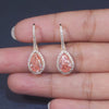4.87 CT Pink Pear Halo Drop Earrings