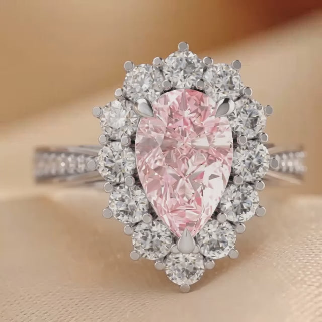 3.48 CT Pear Halo Ring