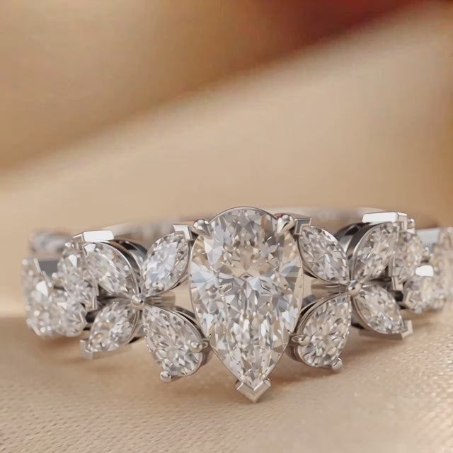 2 CT Marquise & Pear Cluster Ring