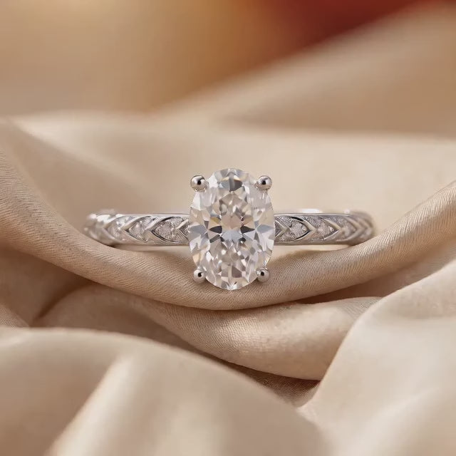 1.43 CT Oval Solitaire Pavé Ring