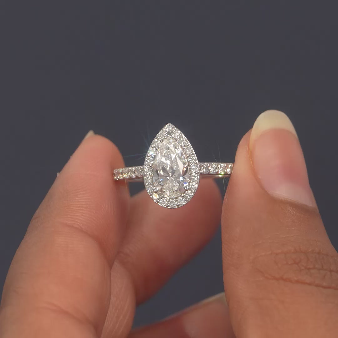 1.53 CT Pear Cut Halo Ring