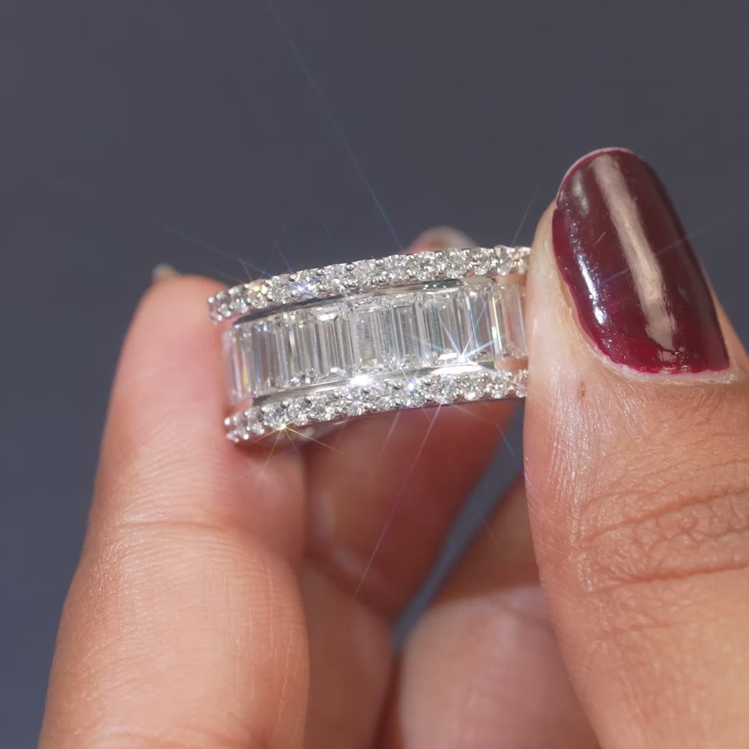 4.70 CT Baguette Channel-Set Curved Wide Band