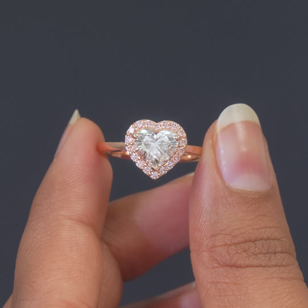 1.79 CT Pink Diamond Fancy Cut Halo Ring