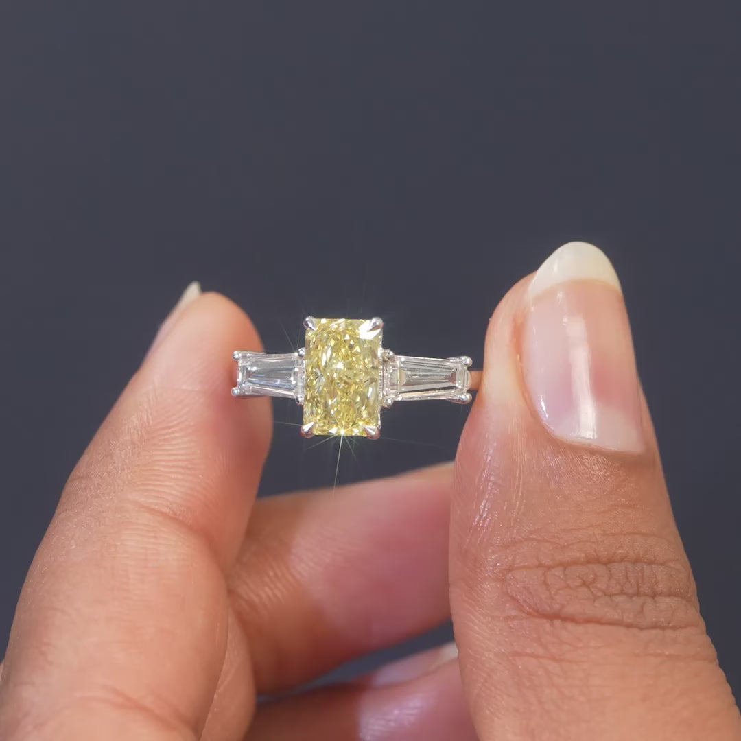 2.8 CT Radiant Three Stone Ring