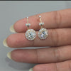 3.14 CT Round Halo Drop Earrings