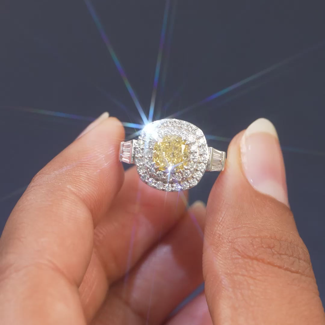 Cushion Cut Double Halo Ring