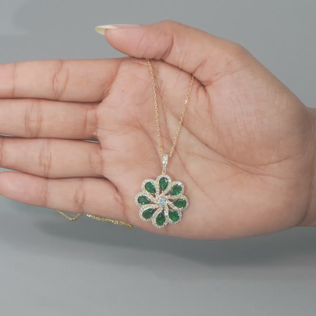 3.64 CT Pear Cut Flower Halo Pendant