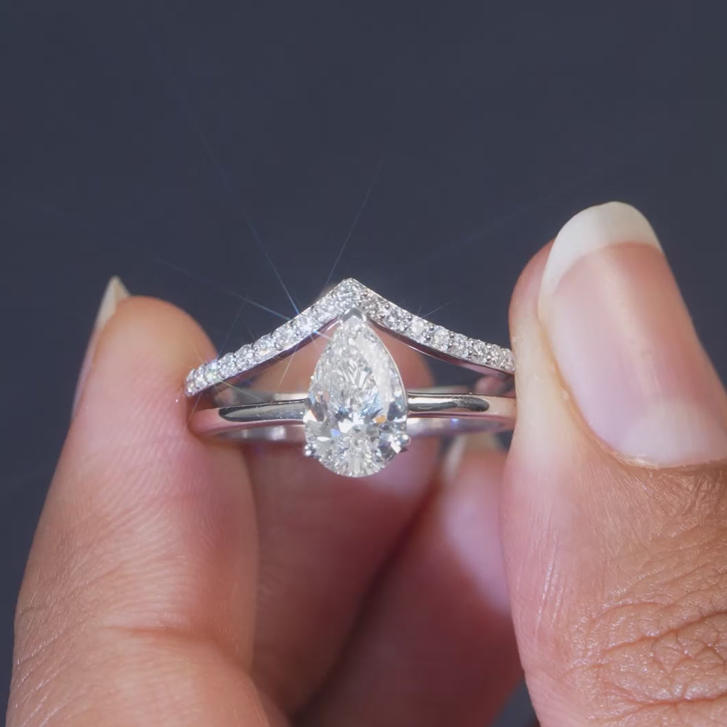 1.27 CT Pear Cut Solitaire Bridal Set
