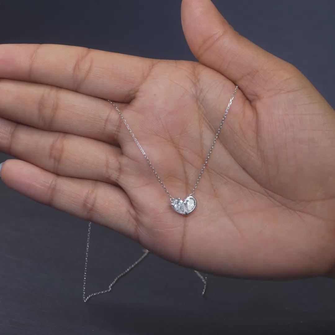 0.90 CT Pear Diamond Heart Pendant