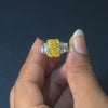 7.25 CT Radiant Cut Three Stone Ring – Yellow Diamond Center