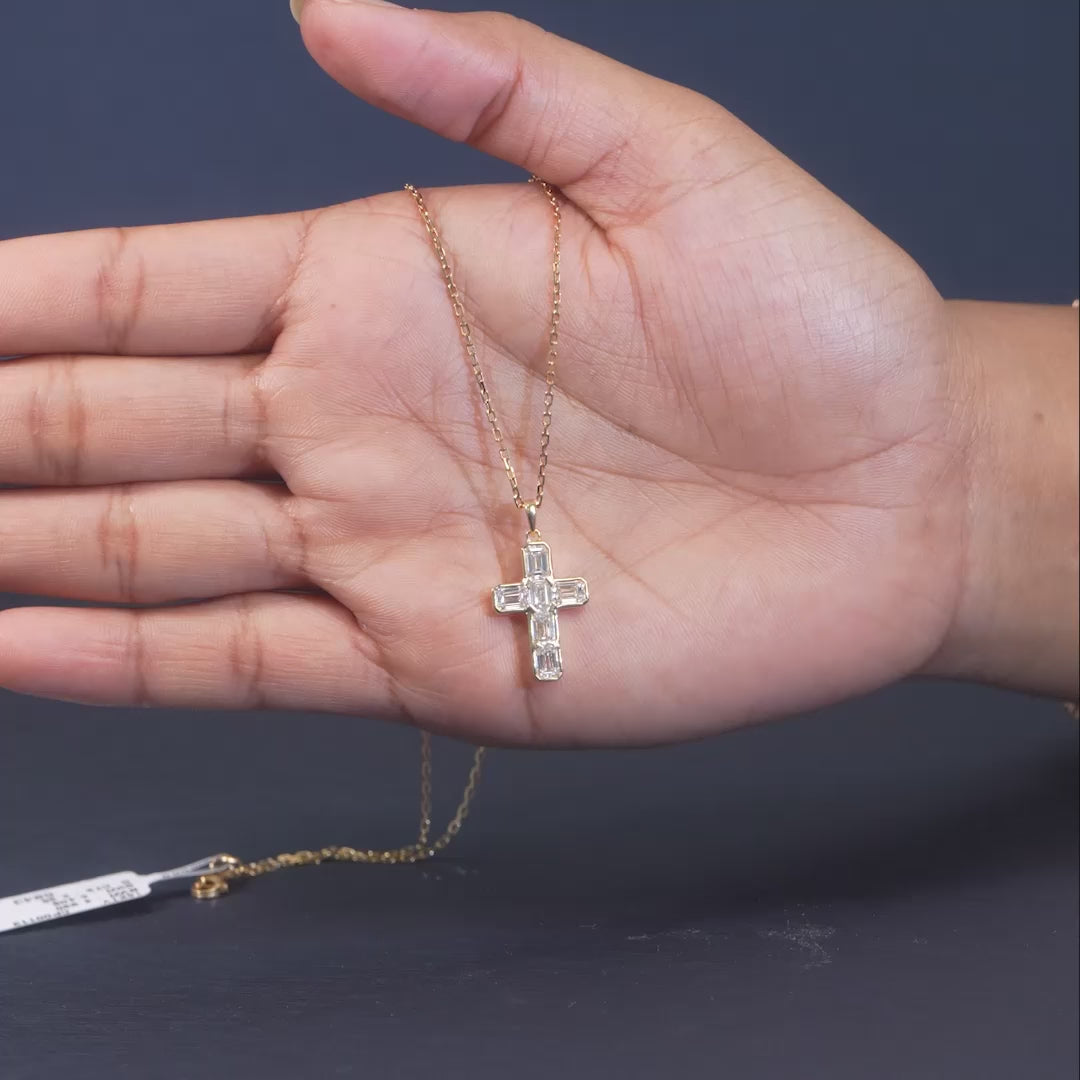 1.73 CT Baguette Cross Pendant