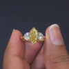 2.98 CT Yellow Marquise Three-Stone Ring