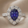 2.98 CT Blue Sapphire Pear Halo Ring