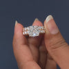 12.16 CT Cushion Solitaire Pavé Twin Band Ring