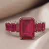13.88 CT Ruby Emerald-Cut Ring with Ruby Shank