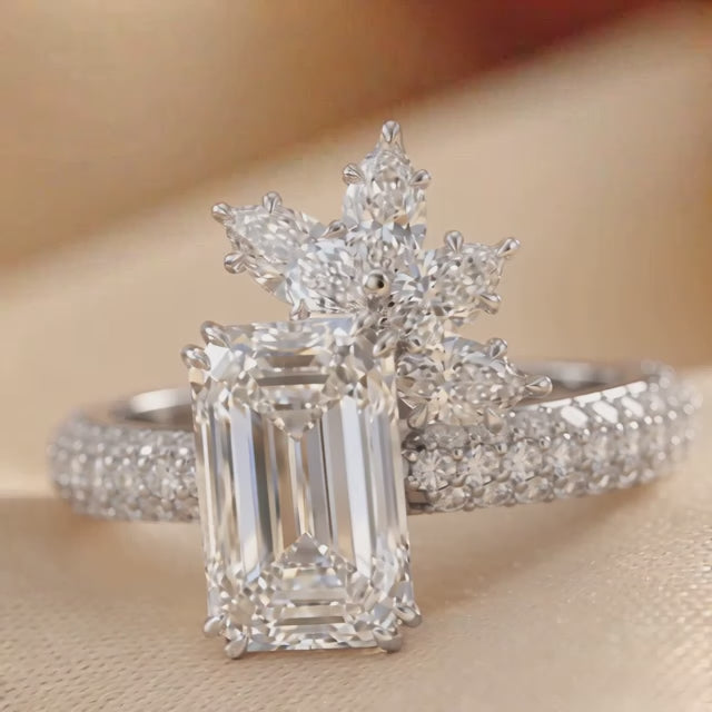 4.68 CT Emerald-Cut Solitaire Side Stones Ring
