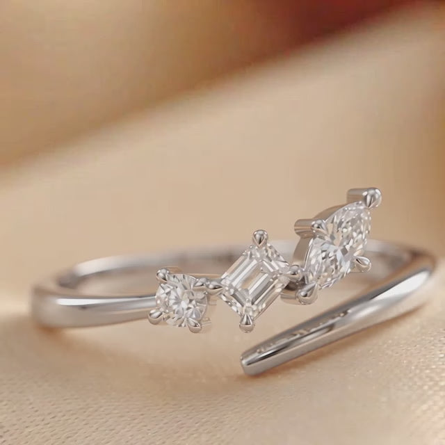 0.28 CT Multi-Shape Diamond Open Ring