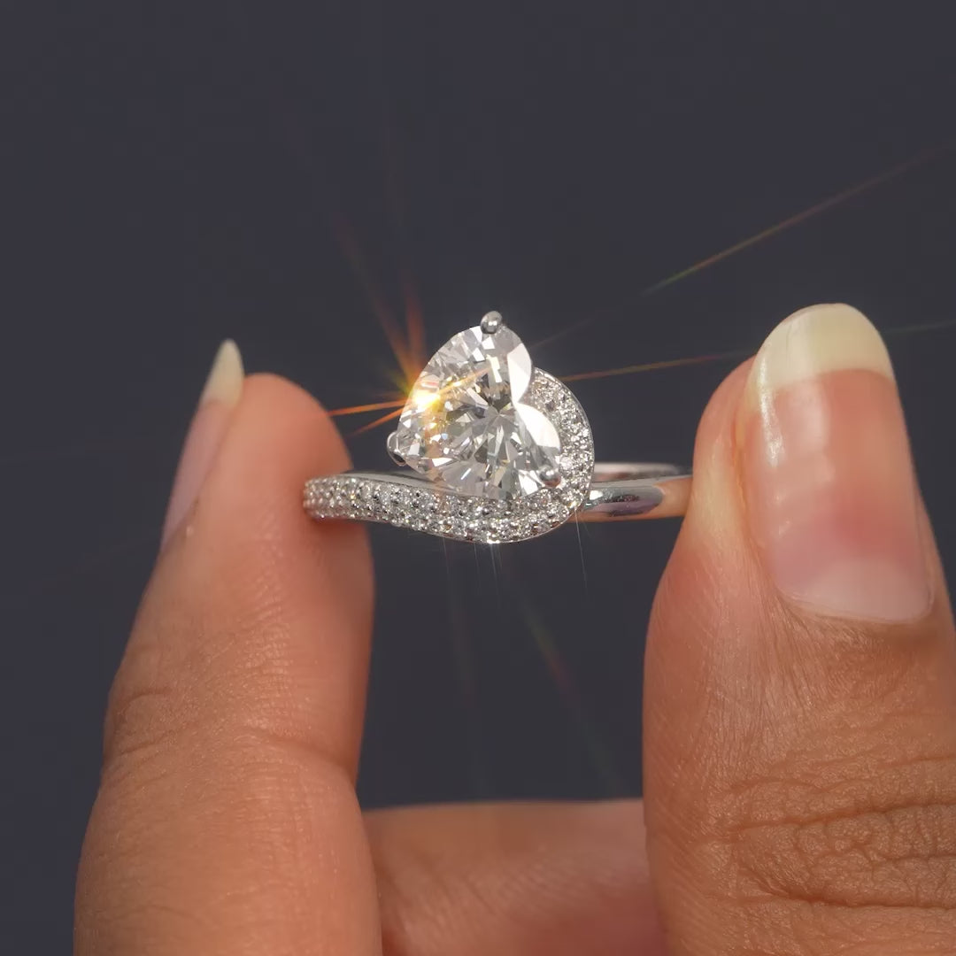 2.27 CT Heart Cut Solitaire Ring – Pavé Wrap