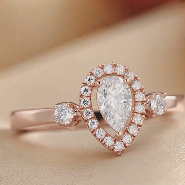 0.45 CT Pear Halo Ring