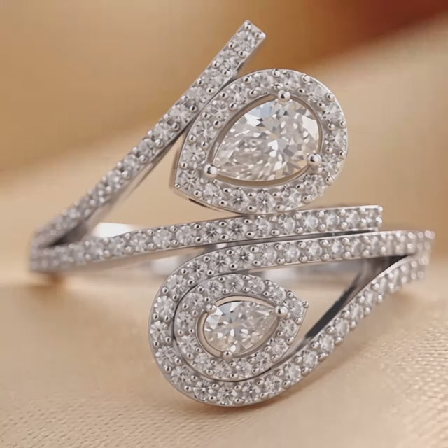 1.28 CT Pear Halo Bypass Ring