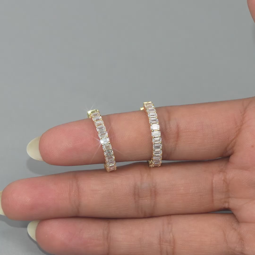 3.30 CT Emerald Cut Hoop Earrings