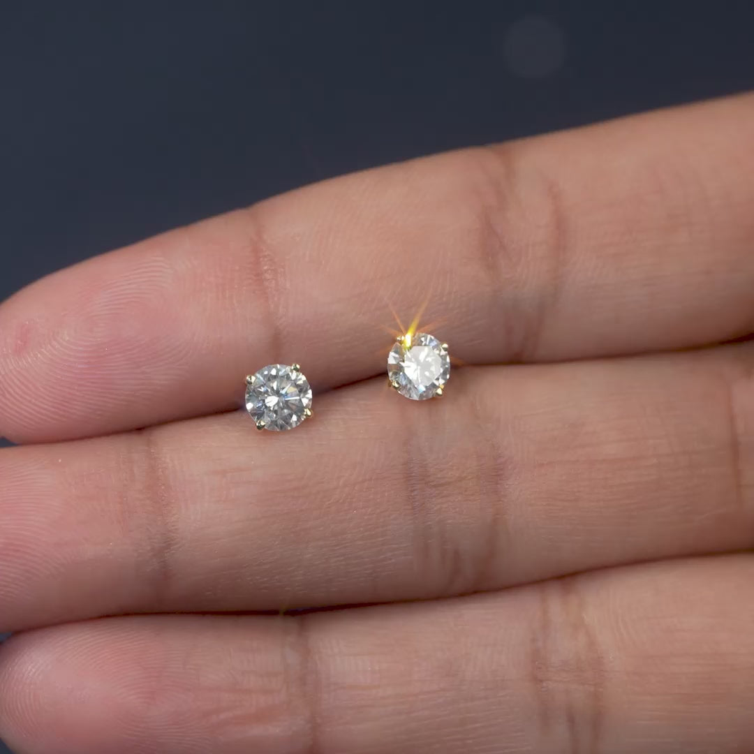 1 CT Round Four-Prong Stud Earrings