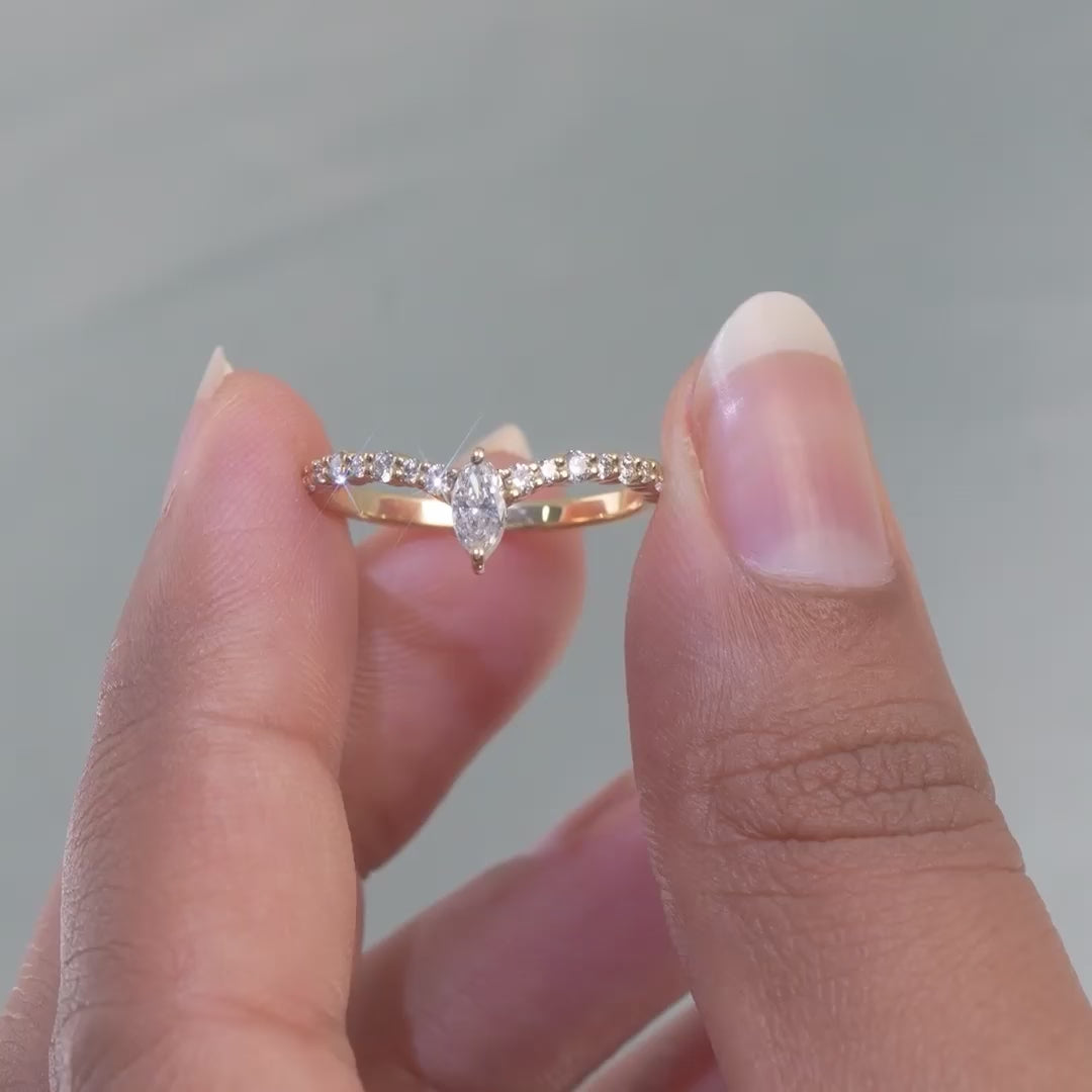 0.44 CT Marquise Cut Lab Diamond Ring