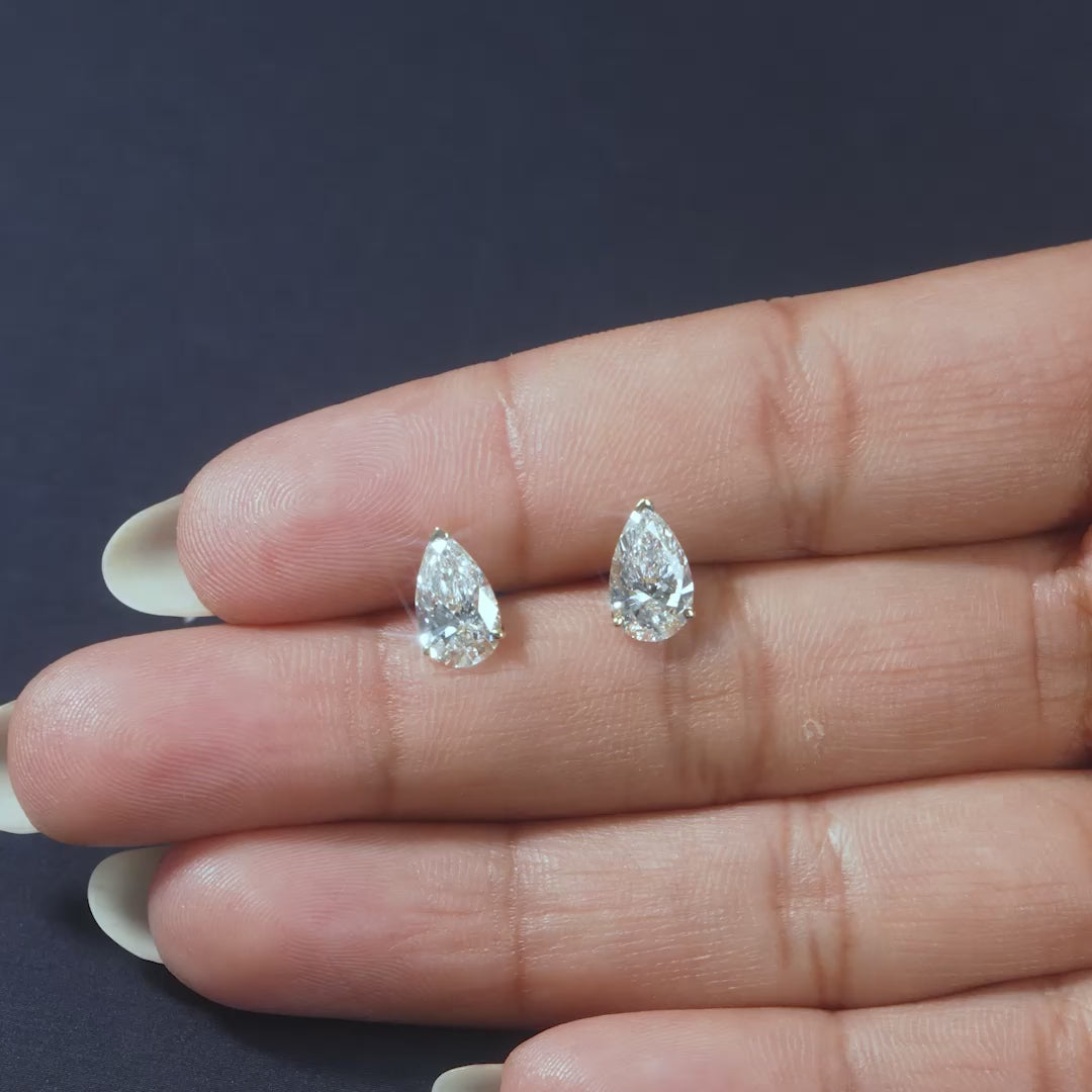 2.1 CT Pear Cut Solitaire Stud Earrings