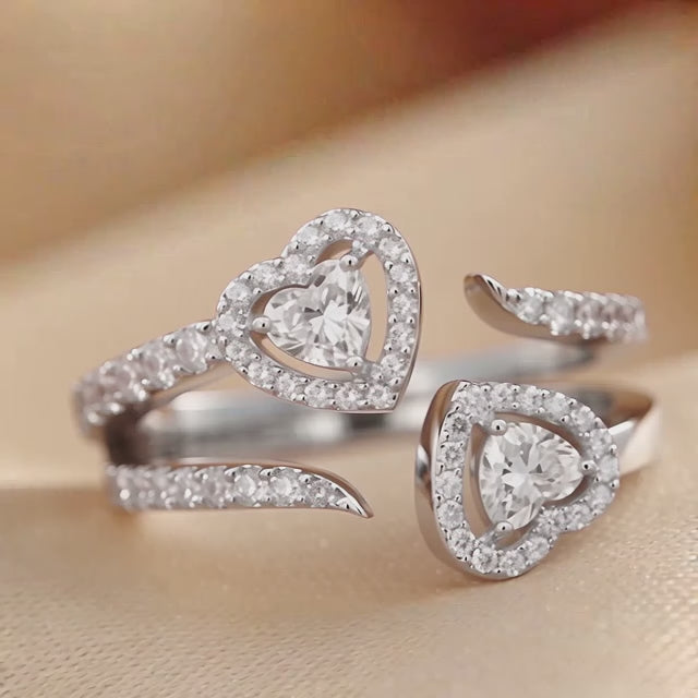 0.83 CT Heart Halo Open Twin Ring