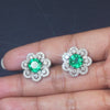 5.20 CT Round Emerald Diamond Flower Halo Earrings