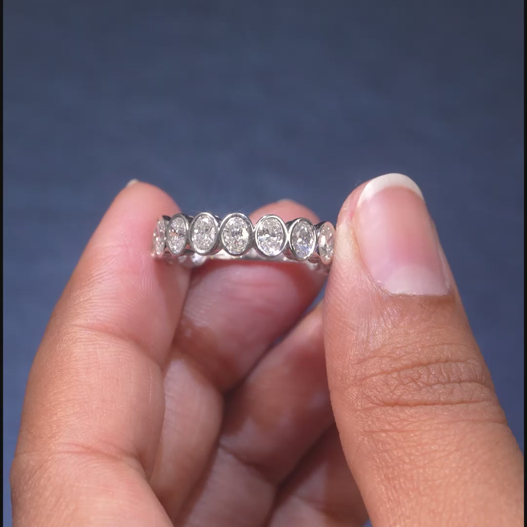 2 CT Oval Cut Bezel Half Eternity Ring
