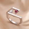 0.32 CT Pear Diamond & Ruby Architectural Open Ring
