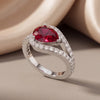 1.76 CT Pear Ruby Halo Split Shank Ring