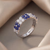 1.93 CT Round Sapphire & Diamond Floral Cluster Half Eternity Ring