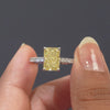 2.94 CT Radiant Cut Yellow Diamond Solitaire Pavé Ring