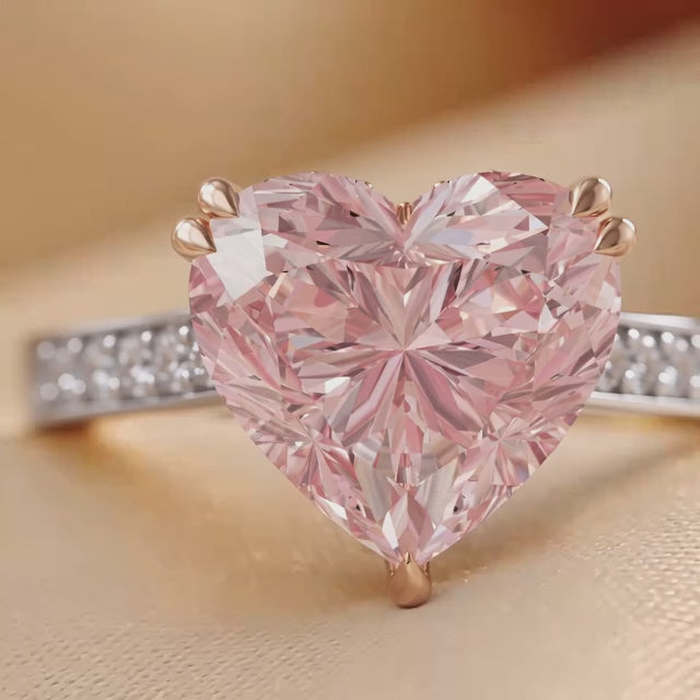 14.28 CT Pink Heart Halo Ring