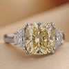 8 CT Yellow Cushion & Half Moon Three Stone Ring