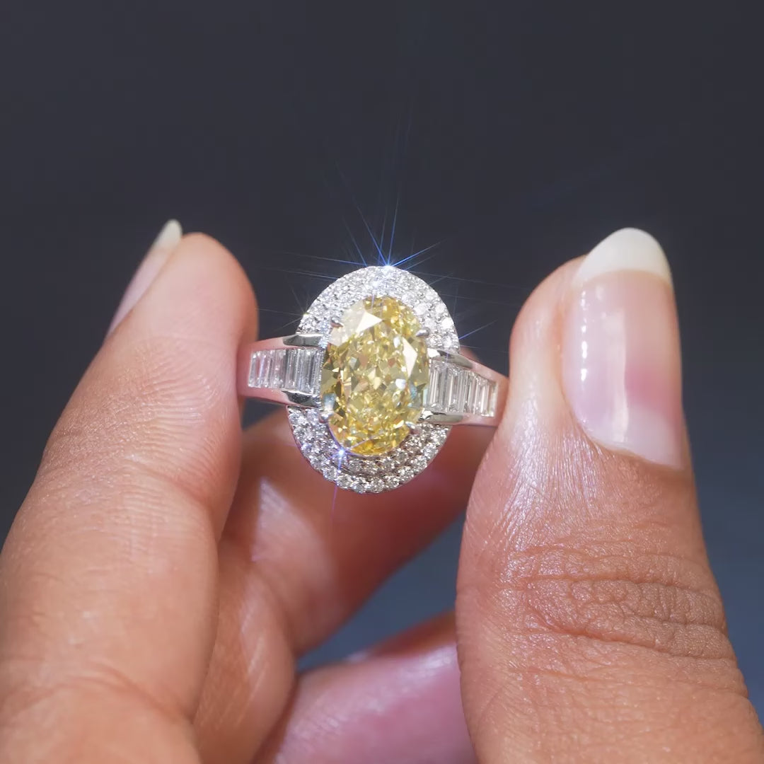 3.36 CT Oval Cut Double Halo Ring