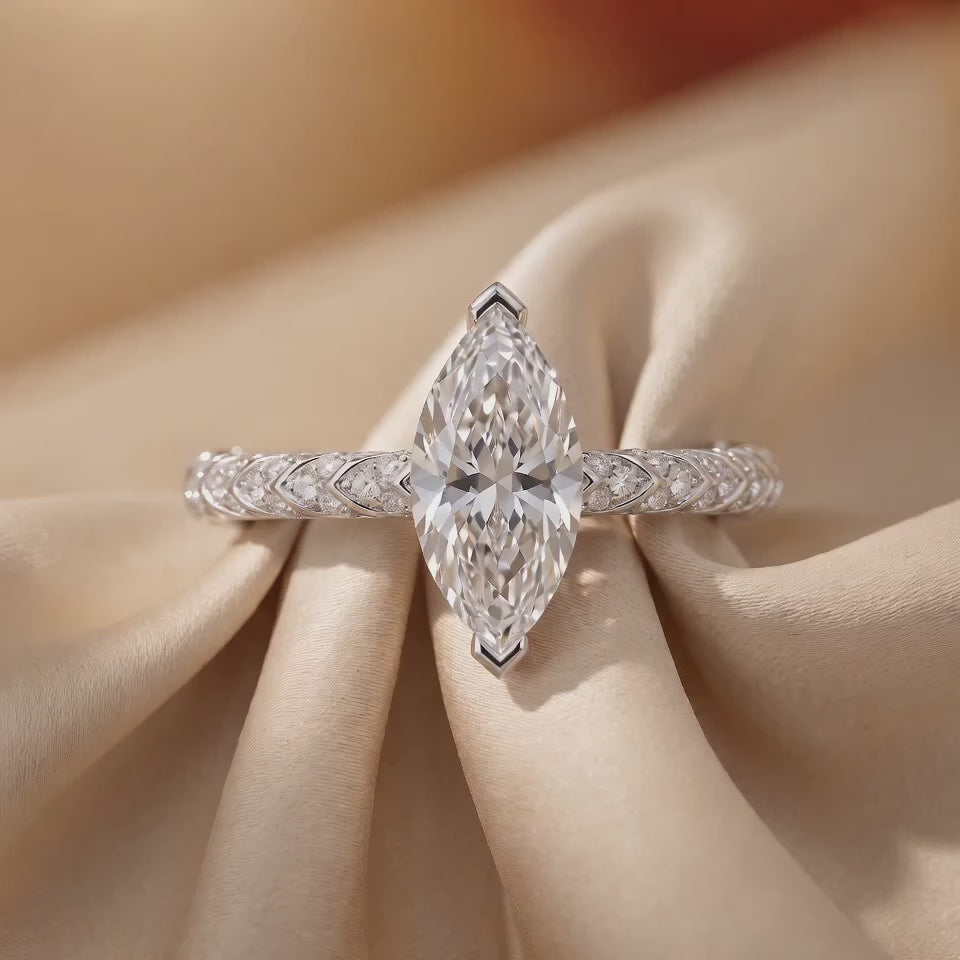 2.46 CT Marquise Solitaire Pavé Ring