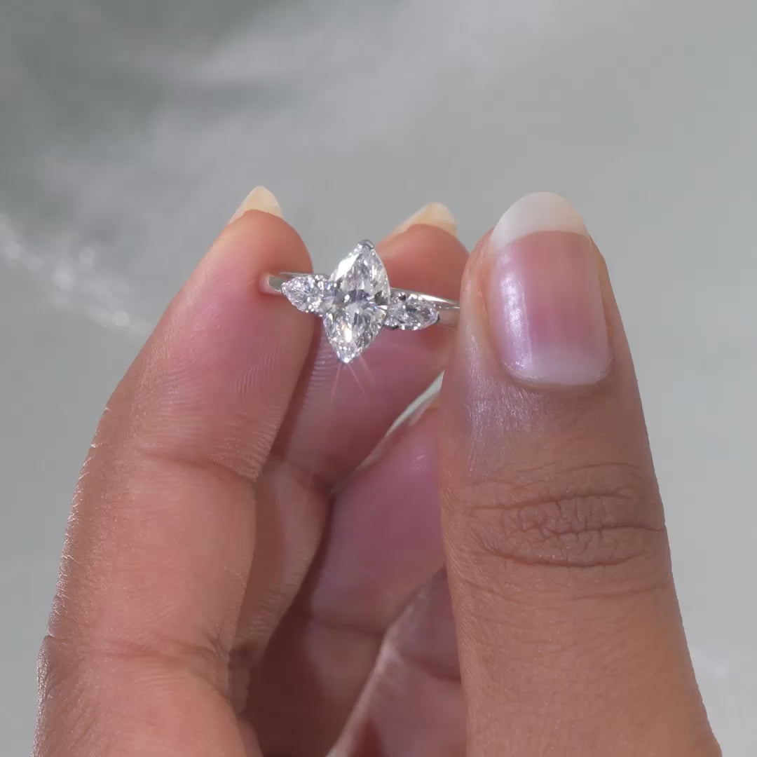 1.38 CT Marquise Cut Three Stone Ring