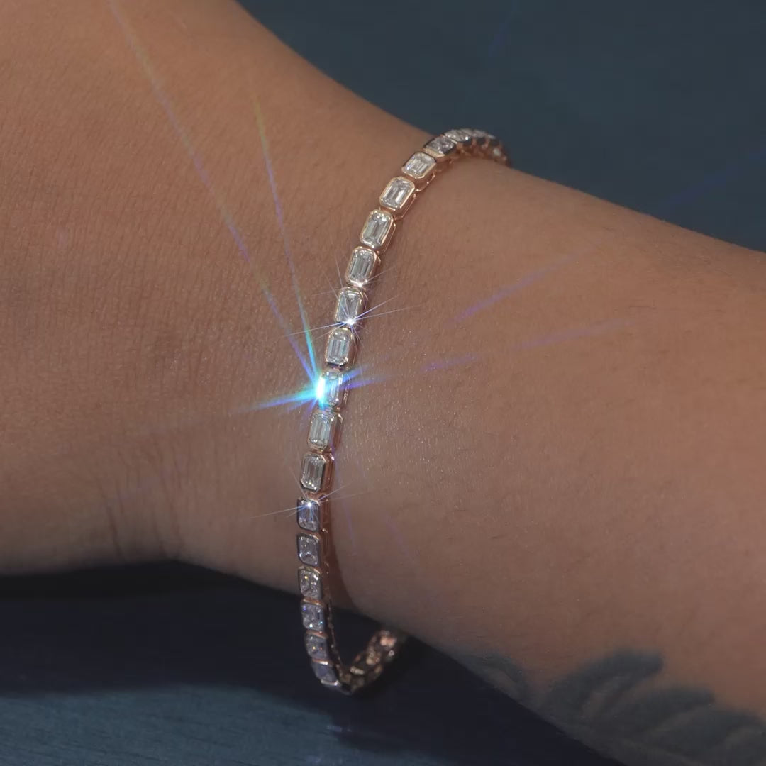 5 CT Emerald Cut Bezel Tennis Bracelet