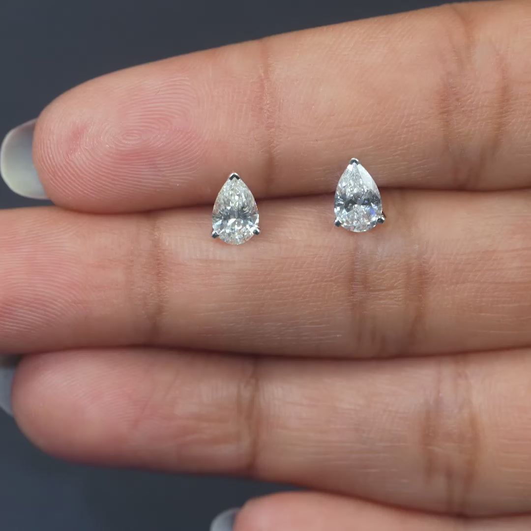 1.19 CT Pear Solitaire Stud Earrings